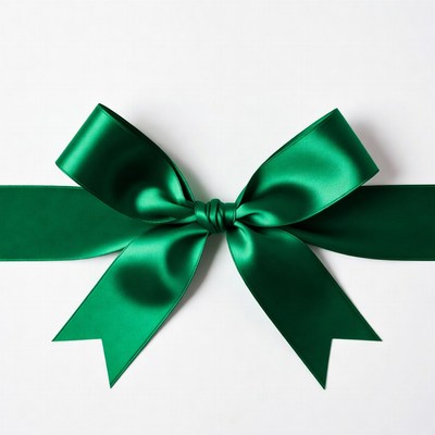 Green satin gift bow