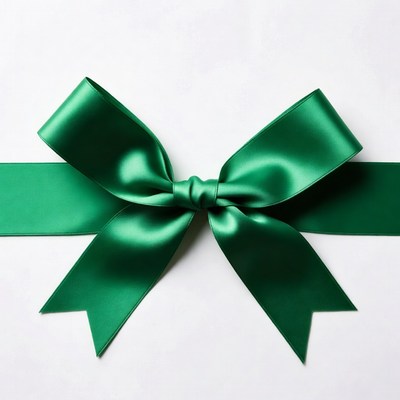 Green satin gift bow