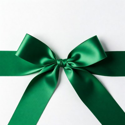 Green satin gift bow