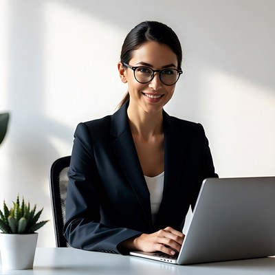 Asian woman working on laptop