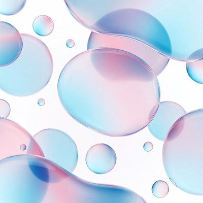 Colorful Transparent Bubbles on White