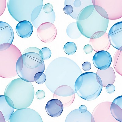 Colorful Transparent Bubbles on White