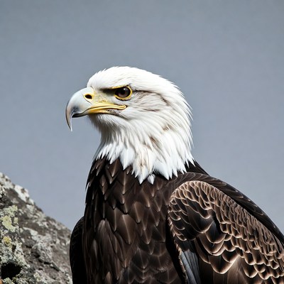 Bald eagle perched on rock