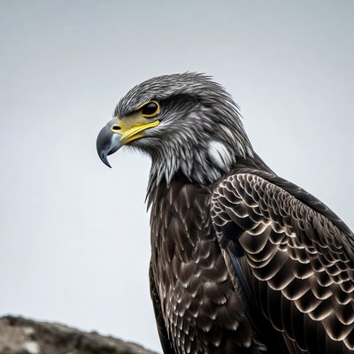 Gray Hawk Perched on Rock