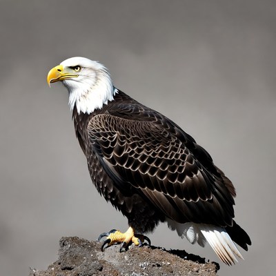 Bald eagle perched on rock