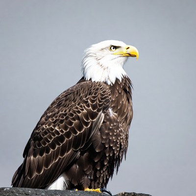 Bald eagle perched on rock