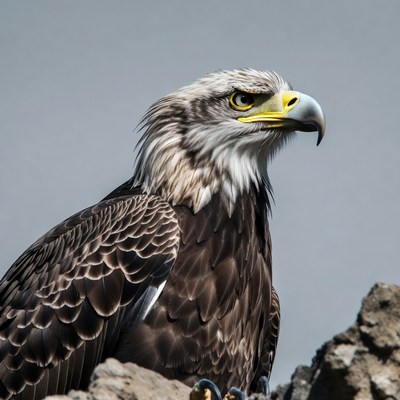 Bald eagle perched on rock