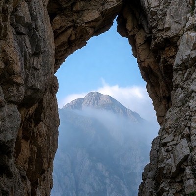 Rock Arch Framing Mountain View