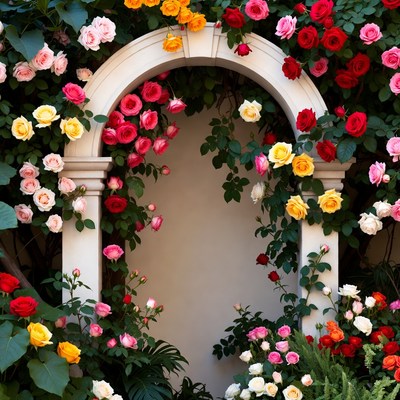 Colorful Roses Climbing White Arch