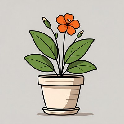 Hibiscus Flower in White Pot