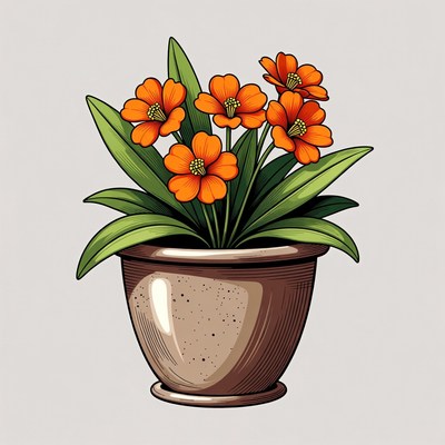 Orange Flowers in Terracotta Pot
