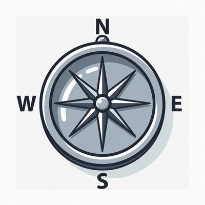 Compass with North South Directions