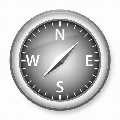 Gray Compass Pointing North