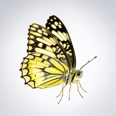 Yellow butterfly on white background