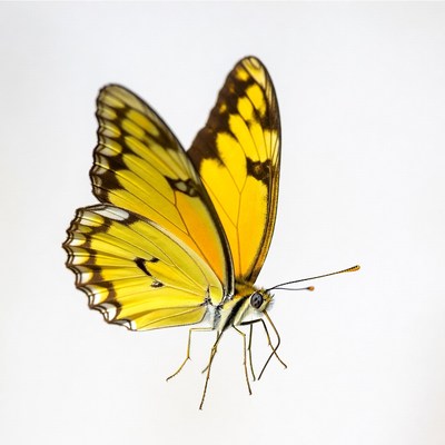 Yellow butterfly on white background