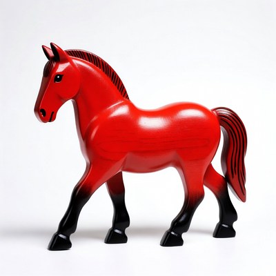 Red wooden horse figurine