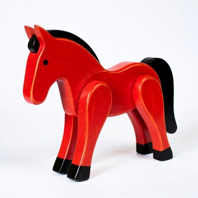 Red wooden horse toy