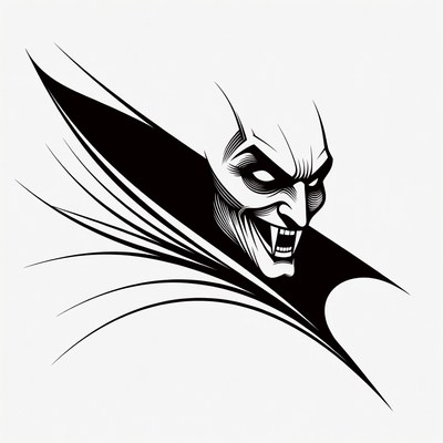 Fierce snarling vampire face illustration