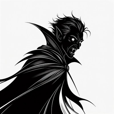 Silhouette of snarling vampire