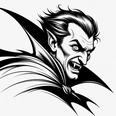 Fierce snarling vampire illustration
