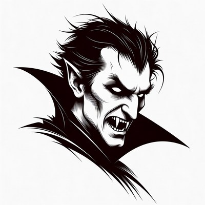 Fierce snarling vampire illustration