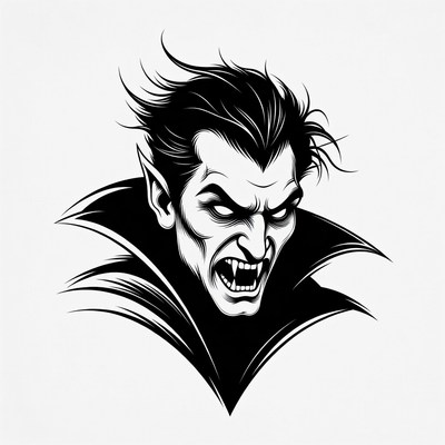 Fierce snarling vampire illustration