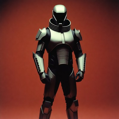 Man in futuristic silver spacesuit