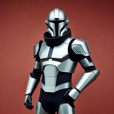 Mandalorian in silver armor