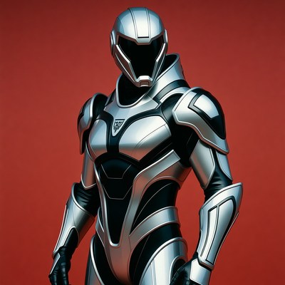 Silver armored futuristic warrior