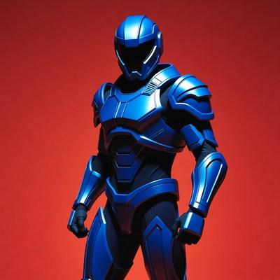 Blue armored futuristic soldier