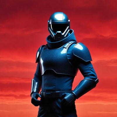 Futuristic Blue Armored Soldier