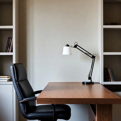 Desk Lamp on Wooden Office Desk