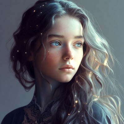 Beautiful girl with sparkling hair