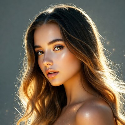 Beautiful woman with long wavy hair