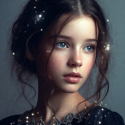 Girl with starry hair and dress