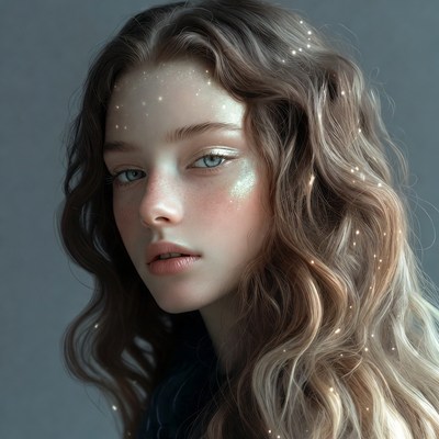 Ethereal woman with sparkling hair