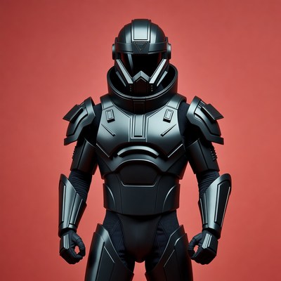 Black armored sci-fi soldier