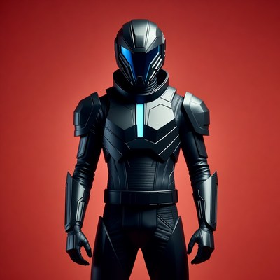 Futuristic Black Armored Astronaut