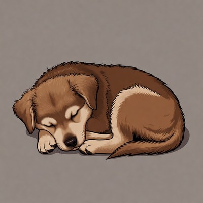 Sleeping Husky Puppy Illustration