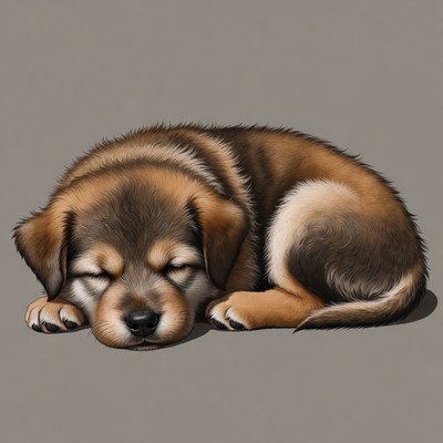 Sleeping puppy illustration