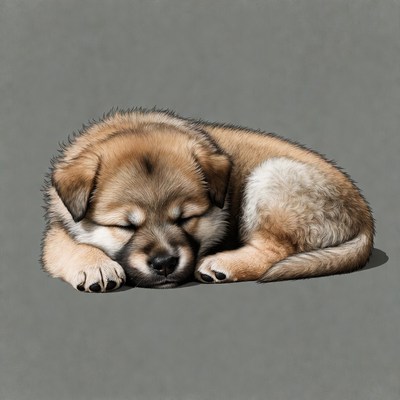 Sleeping fluffy puppy