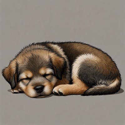 Sleeping puppy illustration