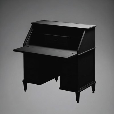 Black Wooden Secretary Desk Open