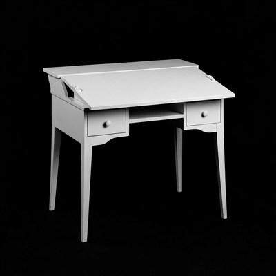 White slant-top desk