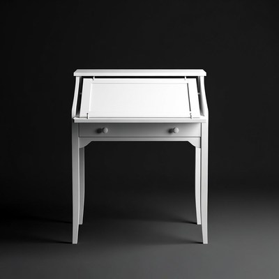 White Writing Desk on Black Background