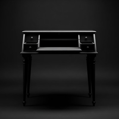 Black Wooden Secretary Desk