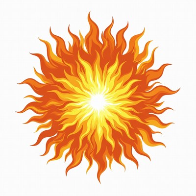 Circular Bursting Flames Illustration