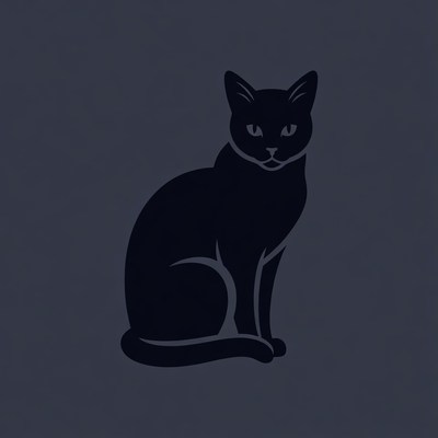 Black silhouette cat sitting