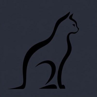 Black silhouette cat sitting