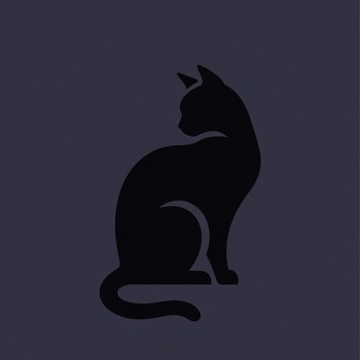 Black silhouette cat sitting